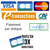 Paiement sécurisé CB, Visa, Mastercard, payez en 3x sans frais par CB, paiement par chèque